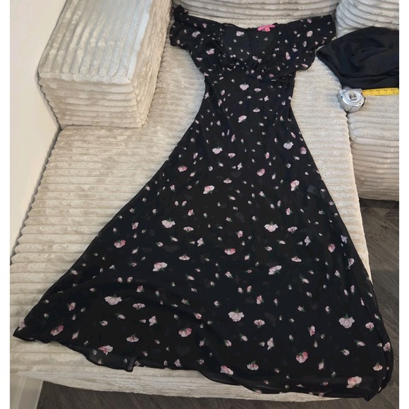 Betsey Johnson Dresses & Skirts - Y2K Betsey Johnson Urban Outfitters S Rosebud Maxi Dress Black Pink With Slip